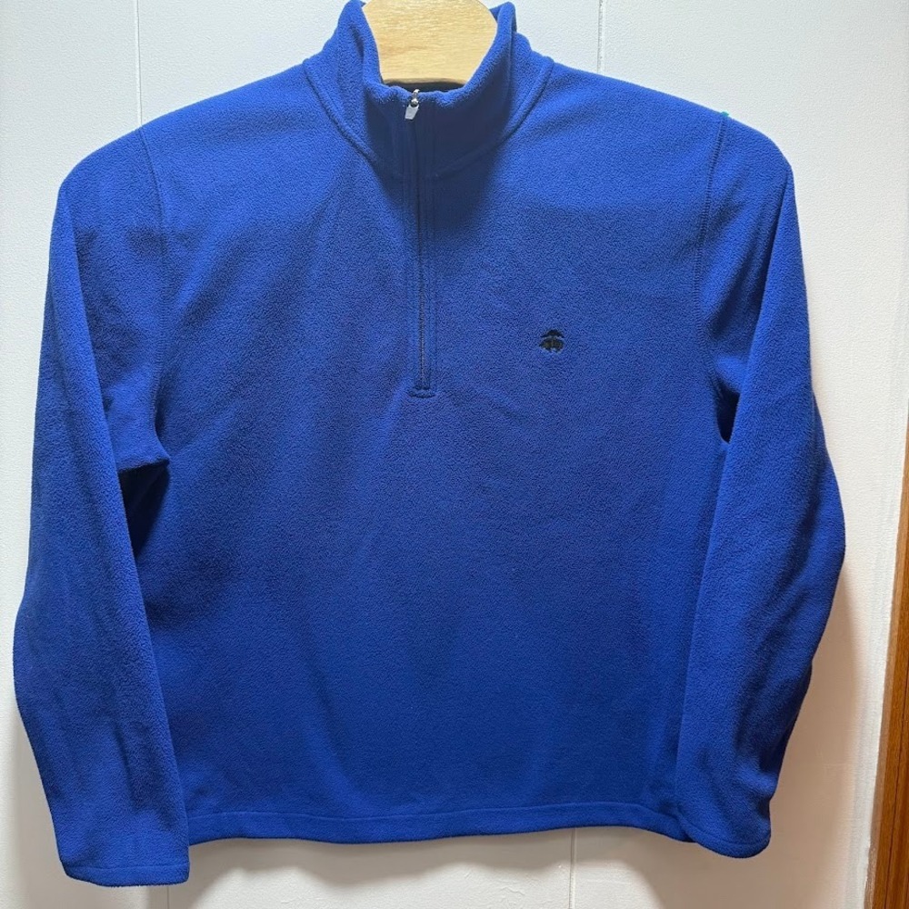 Brooks Brothers 346‎ Mens Royal Blue Quarter Zip Fleece Pullover Sweater Large